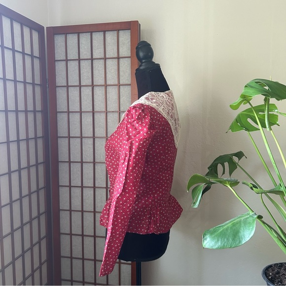 Vintage 70s Red Boho Peplum Blouse - Picture 5 of 14